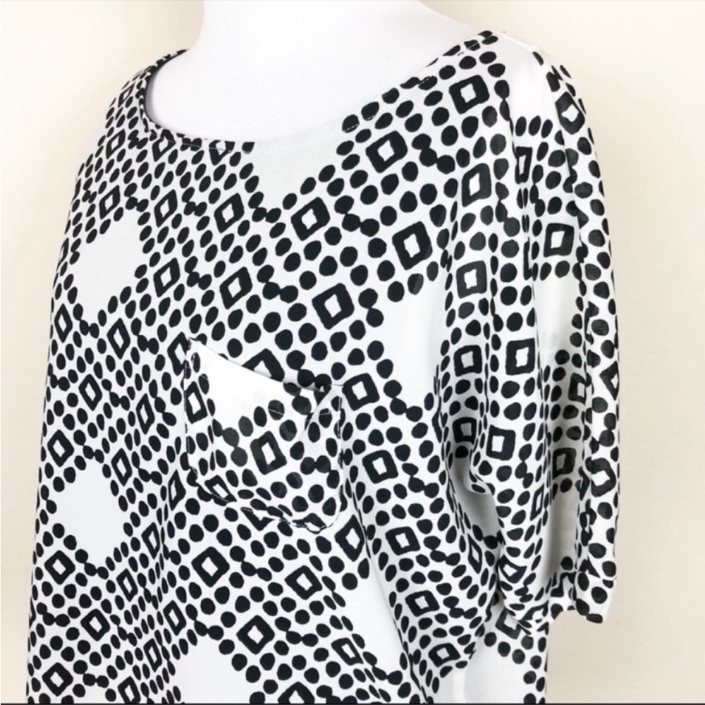 Anthropologie Meadow Rue Black and White Lined Short Sleeve Blouse - Size - XS - Picture 2 of 8